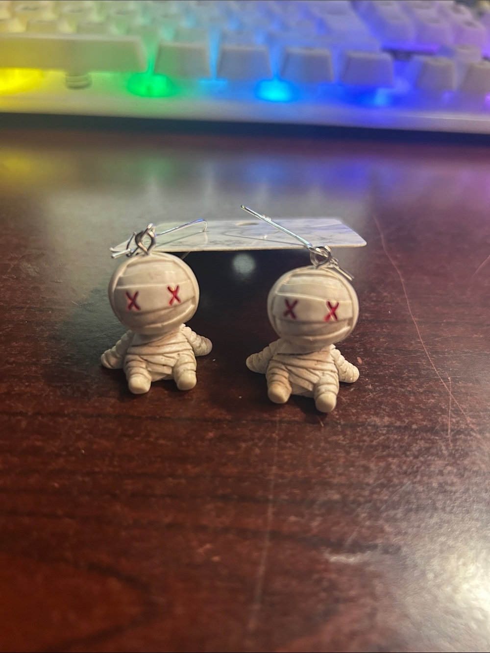 White Mummy Doll Drop Earrings